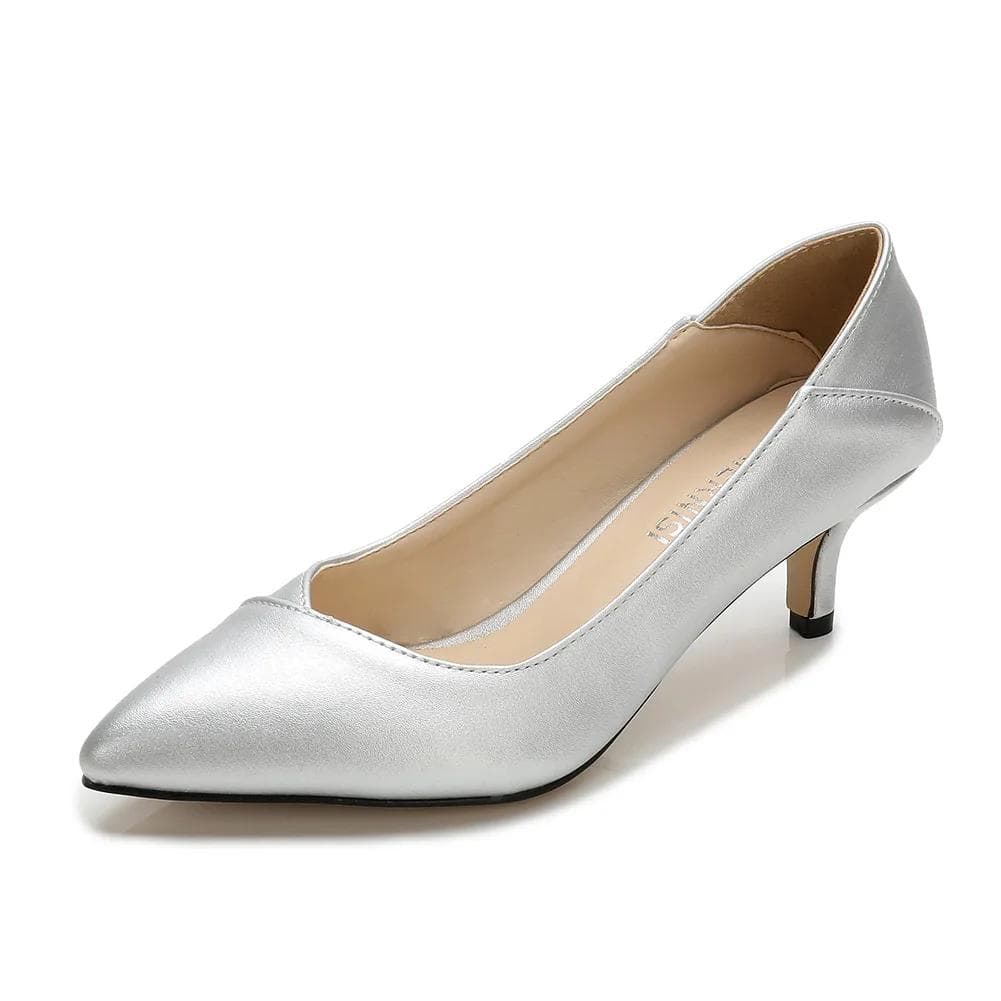 High Heels Women Pumps Elegant Office Lady Shoes Brand Woman Party Shoes Pointed toe Middle Heels 5cm Plus Size 42 D131 38 silver