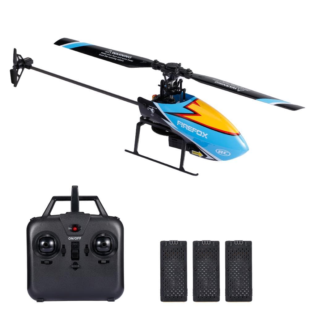 C129 RC Helicopter 4CH Mini Aileronless Helicopter 6-axis Gyro Remote Control Helicopter RC 3 Batteries blue