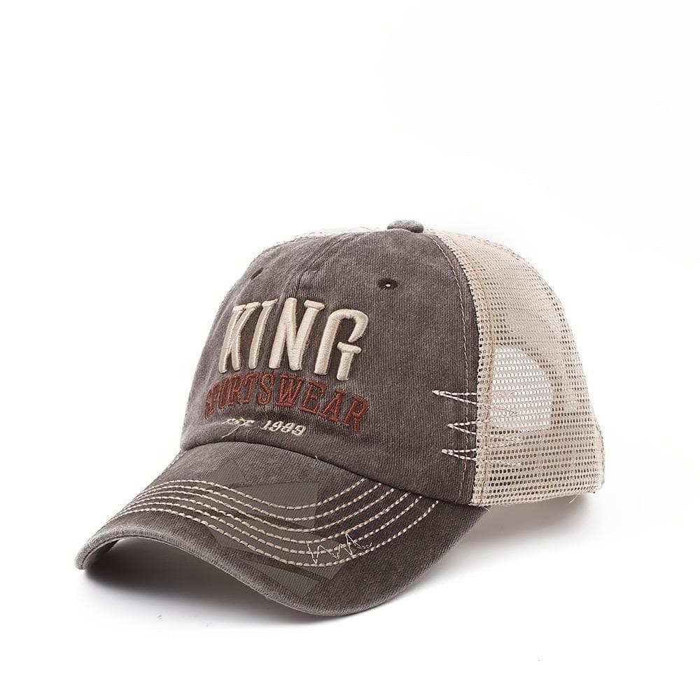 New Style Unisex Classic Outdoor Baseball Cap Letter KING Print Trucker Hat Fashionable Summer Accessory For Men And Women 54cm-60cm coffee