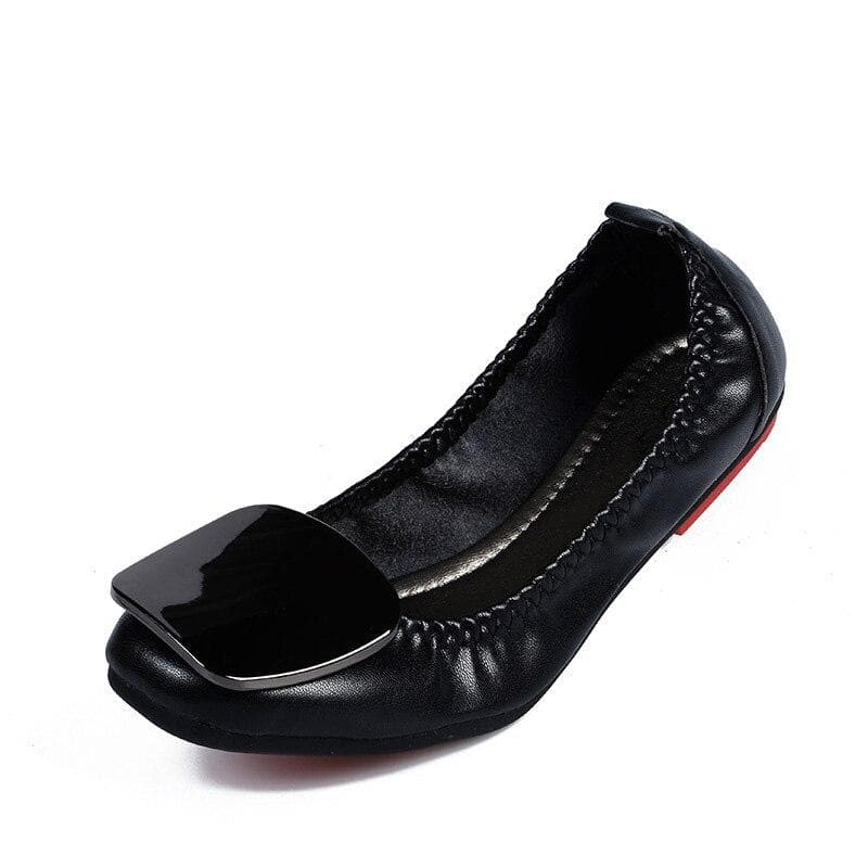 Plus Size Women Boat Shoes Bling Flat Single Shoes Women's Flats Office Ladies Brand Shoes Soft Comfortable 41 black