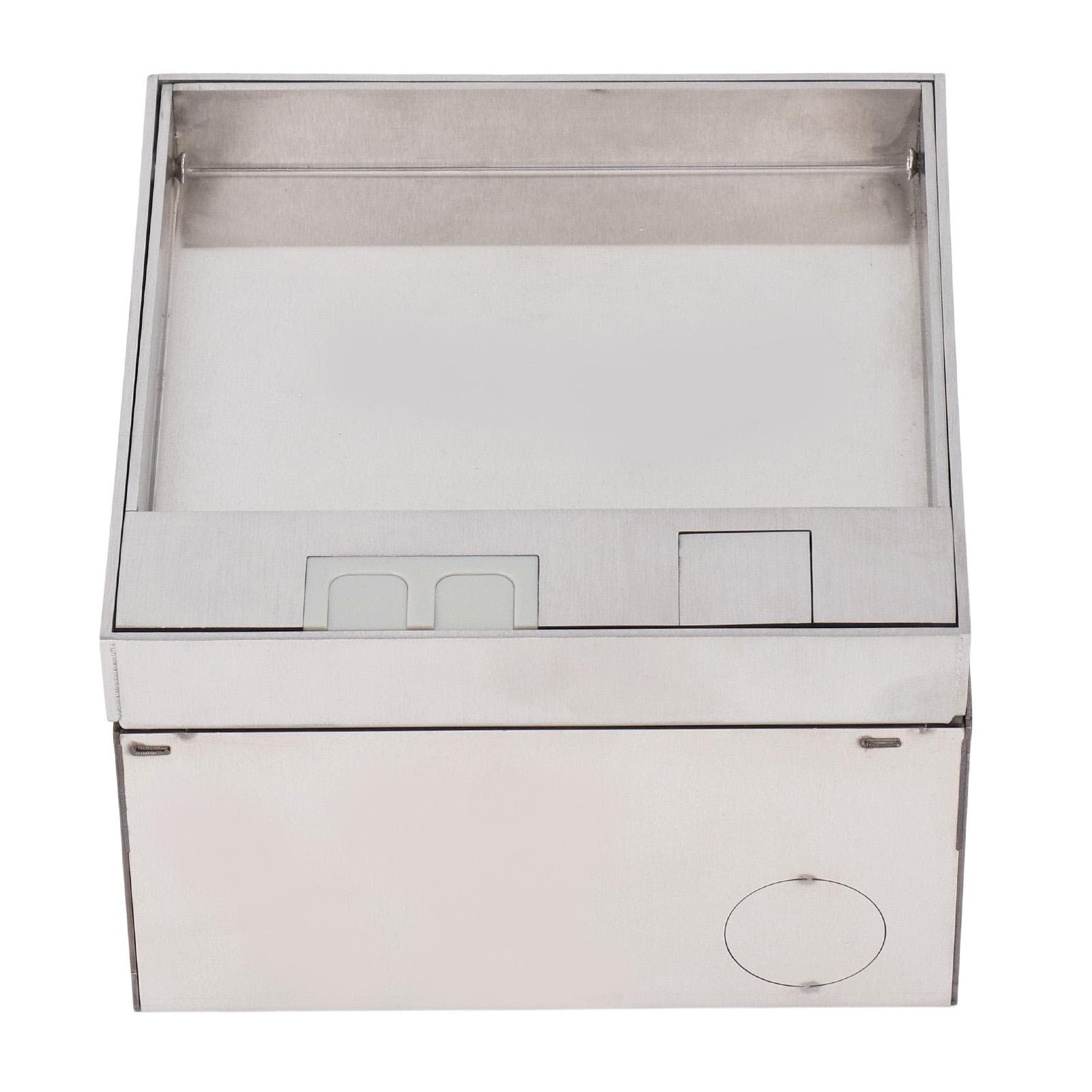 Recessed Floor Outlet Box Waterproof Stainless Steel Flat Socket Kit with Dual 3 Prong Holes