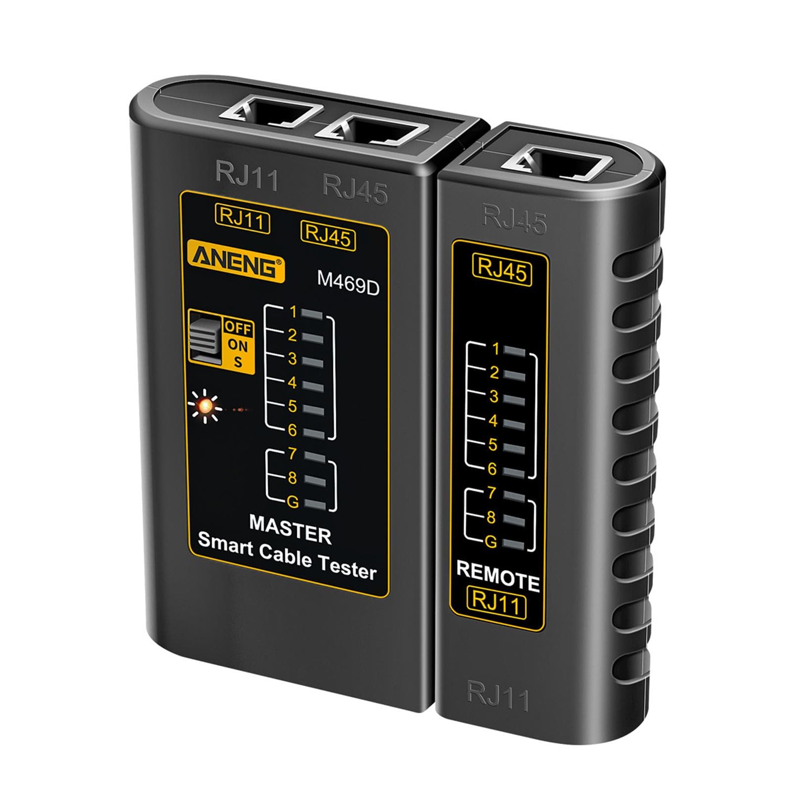 ANENG M469D Network Cable Tester Pairing Instrument for RJ11 RJ45 Telephone Lines with LED black