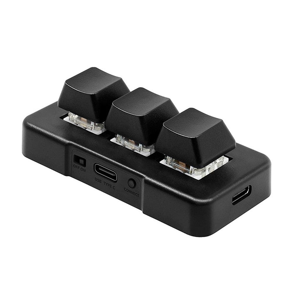 MK321-Pro 3-key Mini Customized Keyboard with Mechanical Blue Switch USB+2.4G+BT Connection for