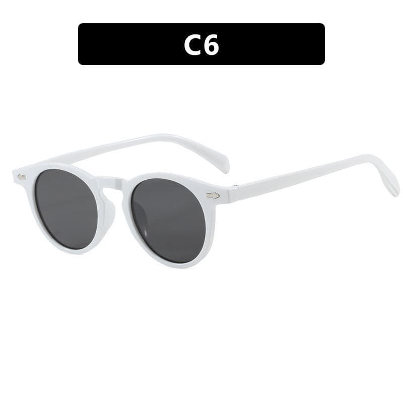 Round Small Frame Rice Nail Sunglasses New Color Blocked Simple Concave Shaped Glasses for Women Stylish