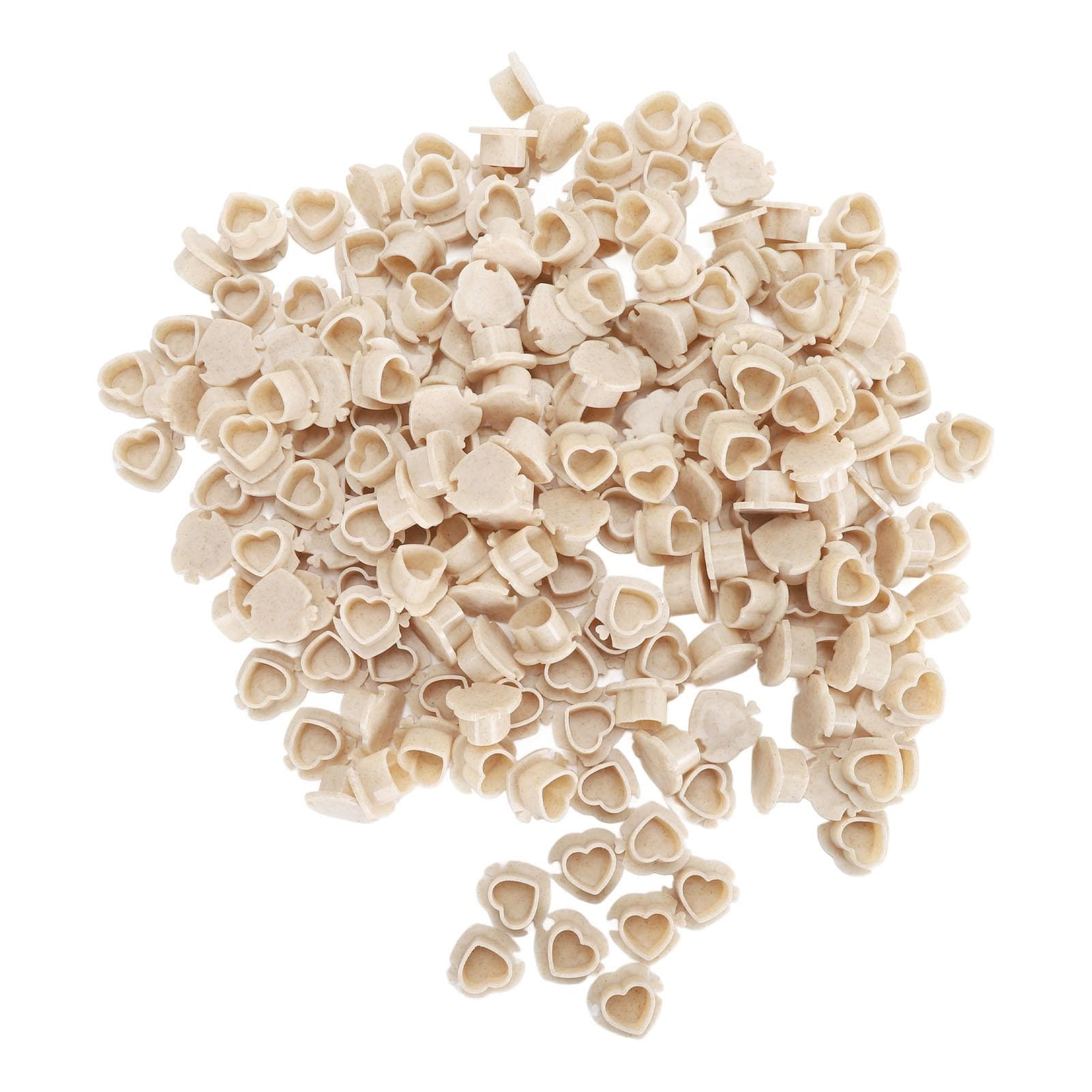 200PCS Tattoo Ink Cups Heart Shape Thicken Wheat Straw Eyelash Extension Glue Cup with Base