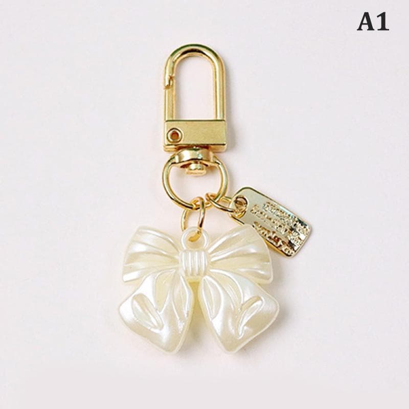 Vintage Pearl Keychain Flower Bowknot Pendant Keyring Handbag Decoration Jewelry