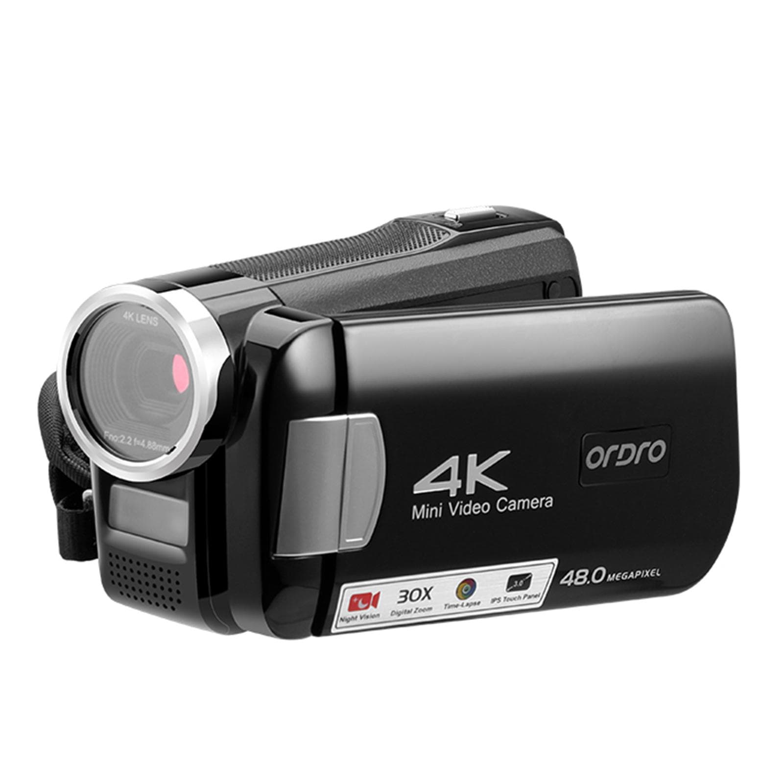 ORDRO AC2 4K Digital Video Camera Camcorder DV Recorder 48MP 30X Digital Zoom IR Night Vision 3.0 black