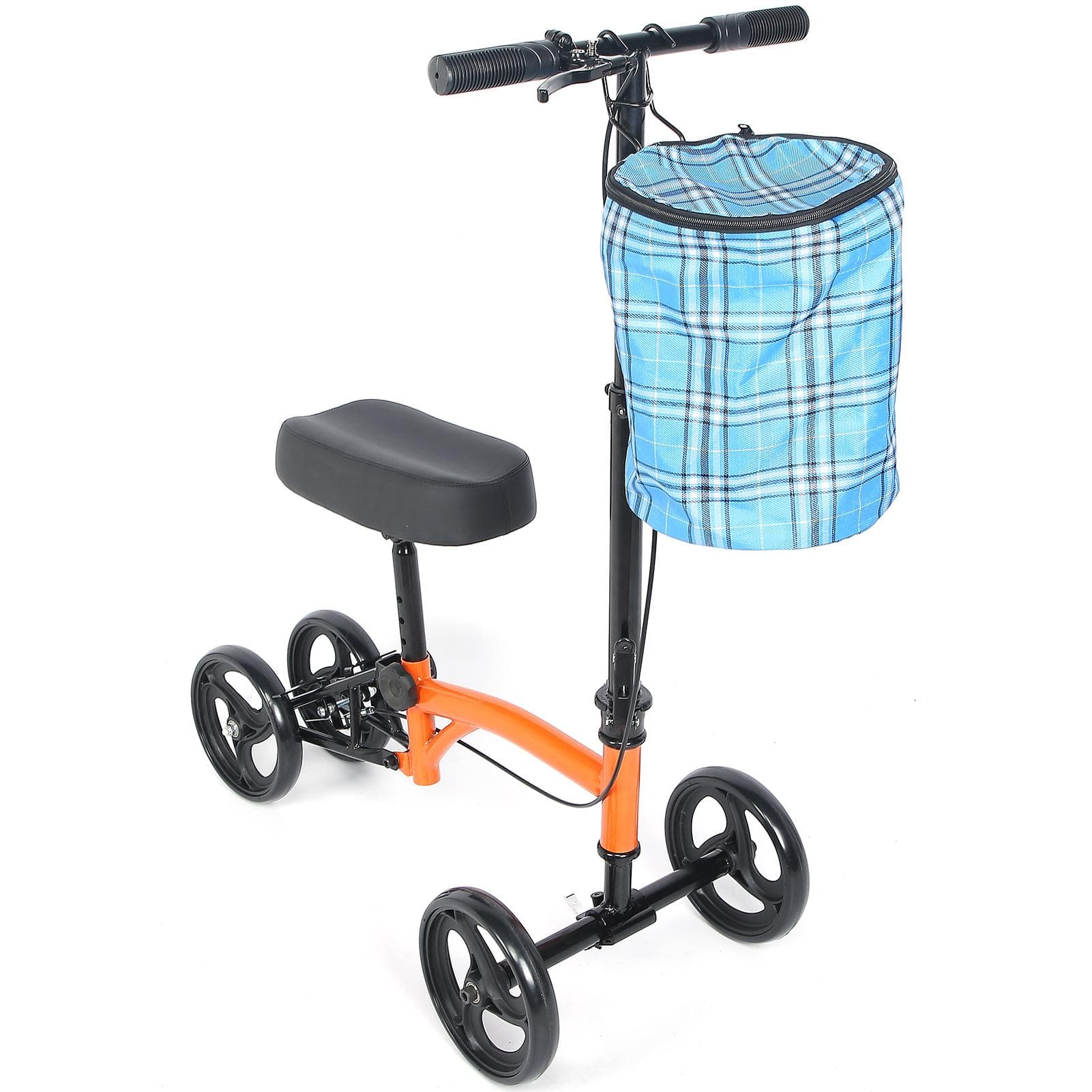 Knee Scooter Rotational 180 Degrees Folding Rear Wheel Braking Steerable Knee Walker white
