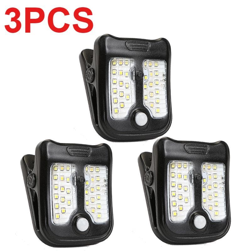 30 LED Solar Garden Outdoor Lights Clip Light Waterproof Motion Sensor Camping Lamp Rechargeable for Landscape Outdoor Wall Deco 3Pcs