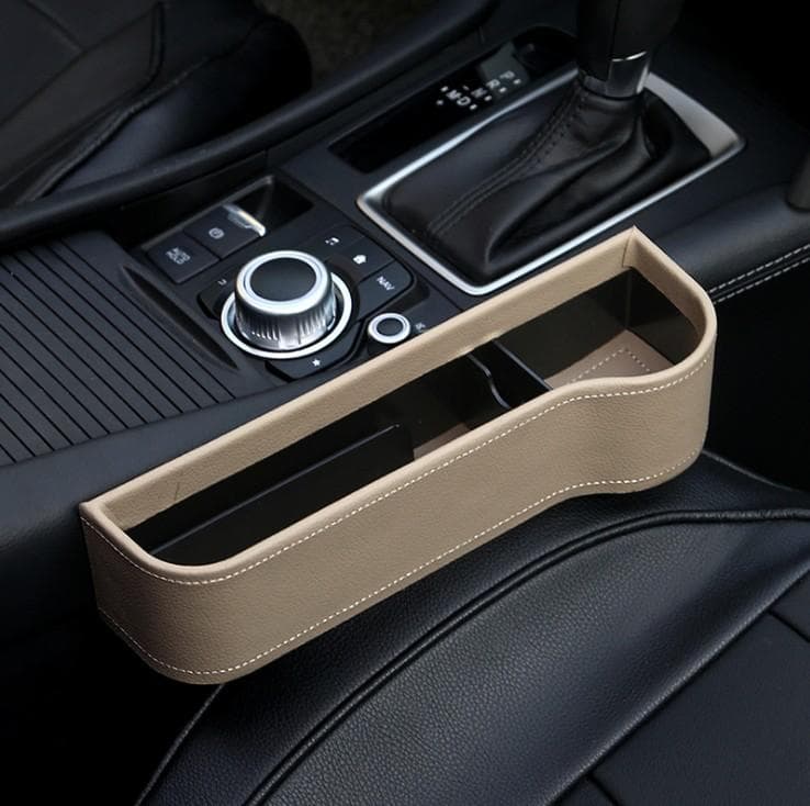 Car Seat Storage Box Car Leak-proof Pocket Clip Gap Storage Box Storage Bag Multi-function Box Auto Parts 1pc on the right beige