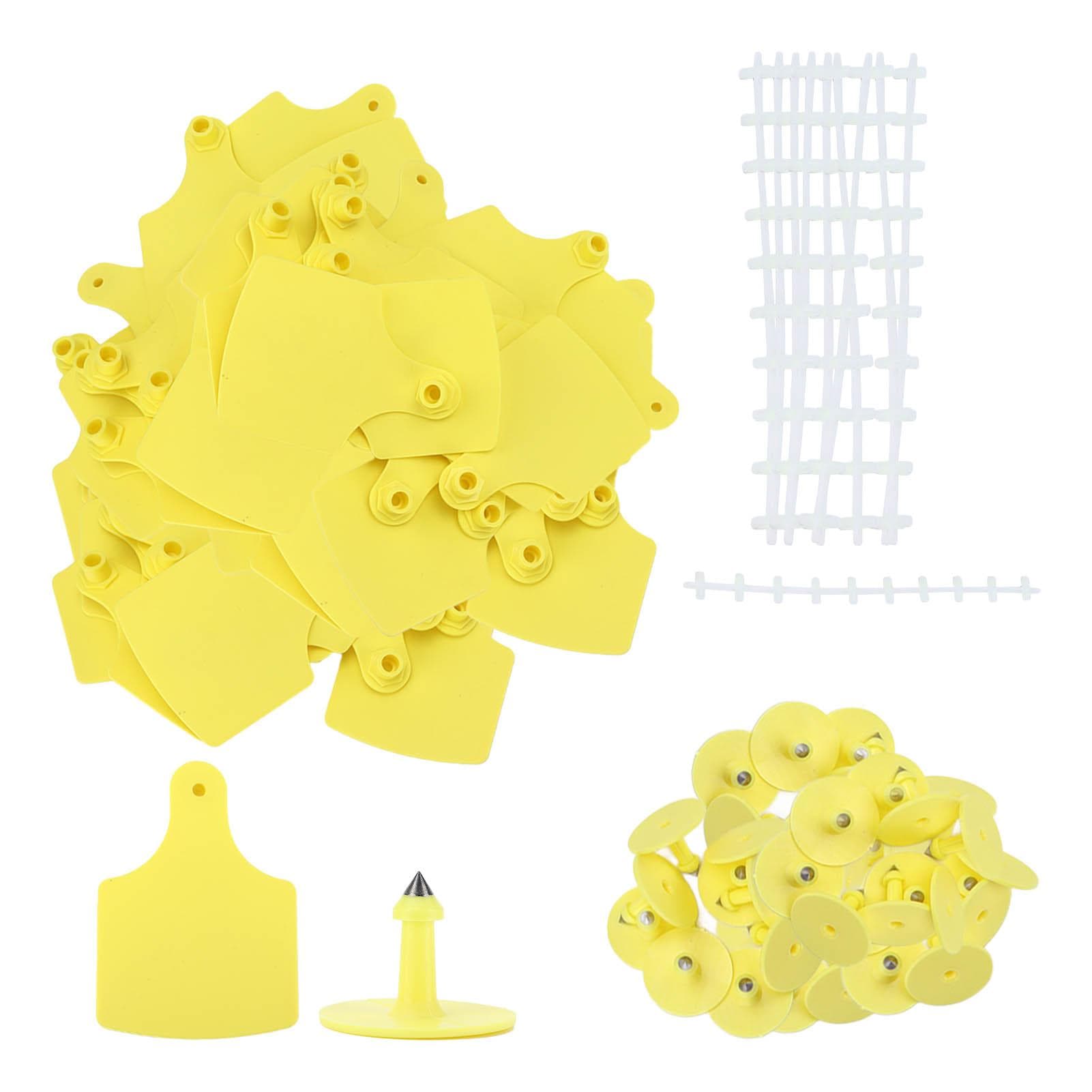 100 Set Plastic Livestock Ear Tag Blank Animal Tag for Marking Cattle Cows Animal Farm Accessories