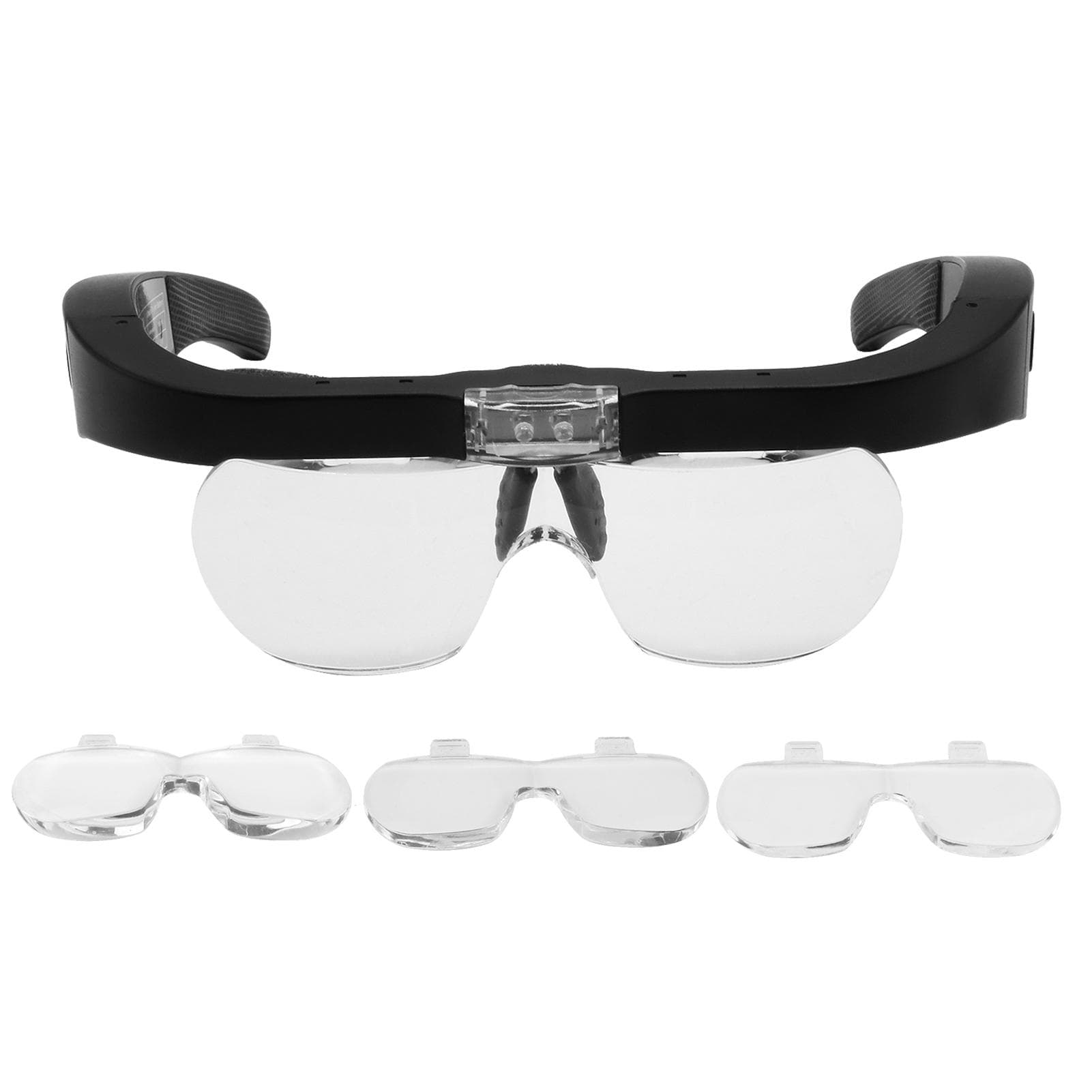 5X Magnifying Headset with LED Light Magnifying Glass Head Mounted Jewelry Loupe Magnifier with white
