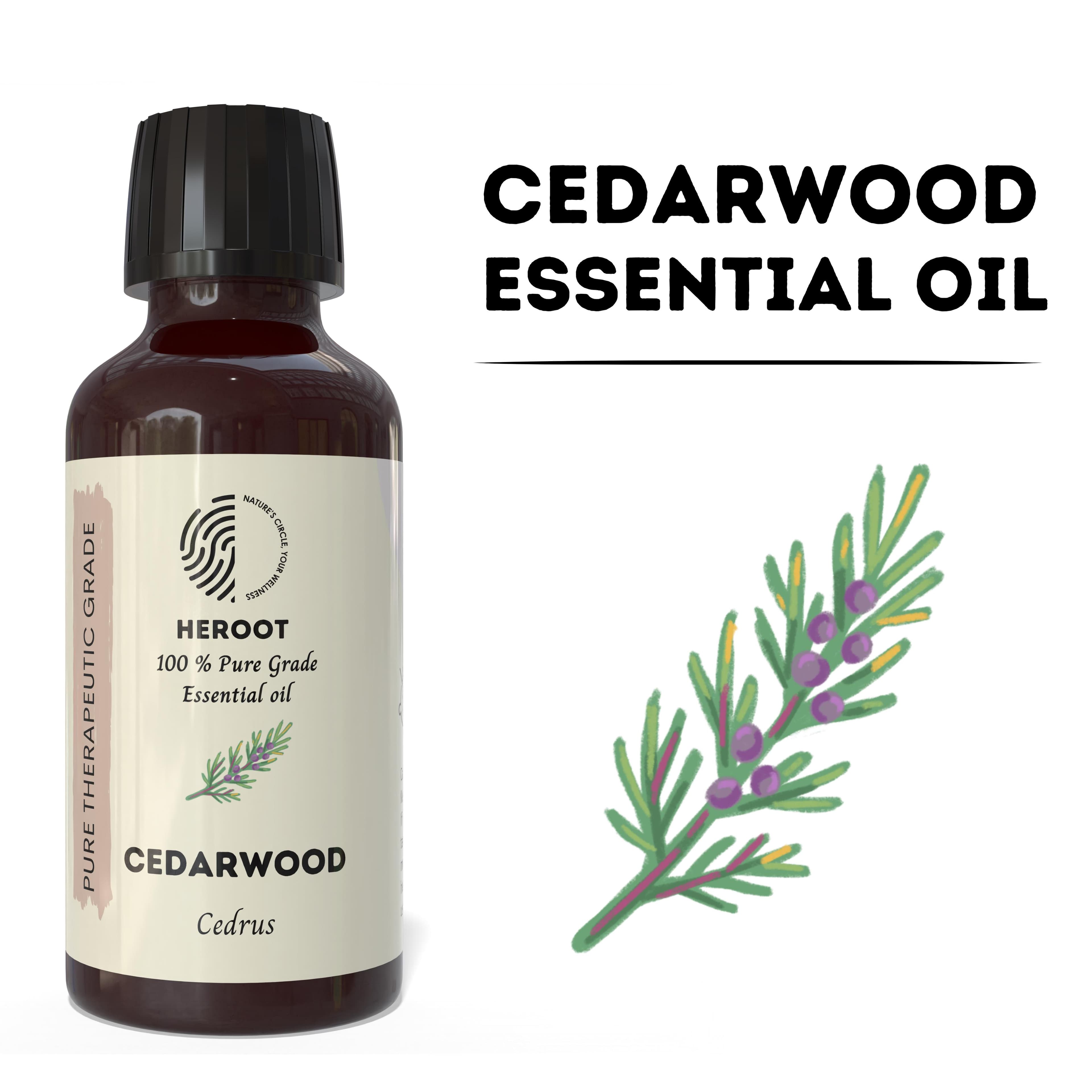 Heroot Cedarwood Essential Oil | Pure Cedarwood Oil | Aromatic Use Volume=10ml