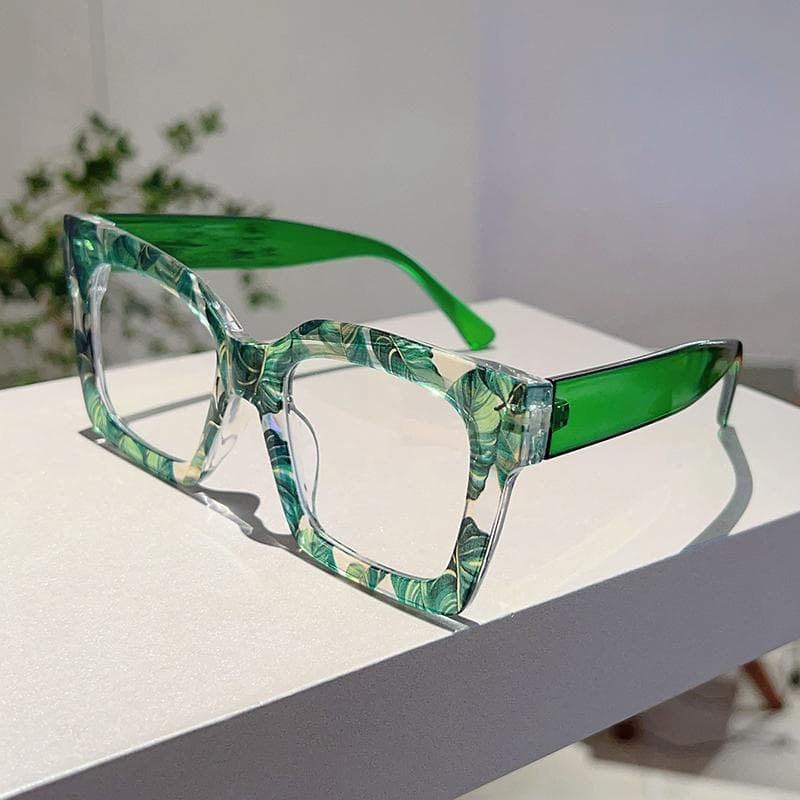 KAMMPT Fashion Oversize Square Glasses Colorful Stripe Eyewear Chic Frame Stylish Brand Design for Women