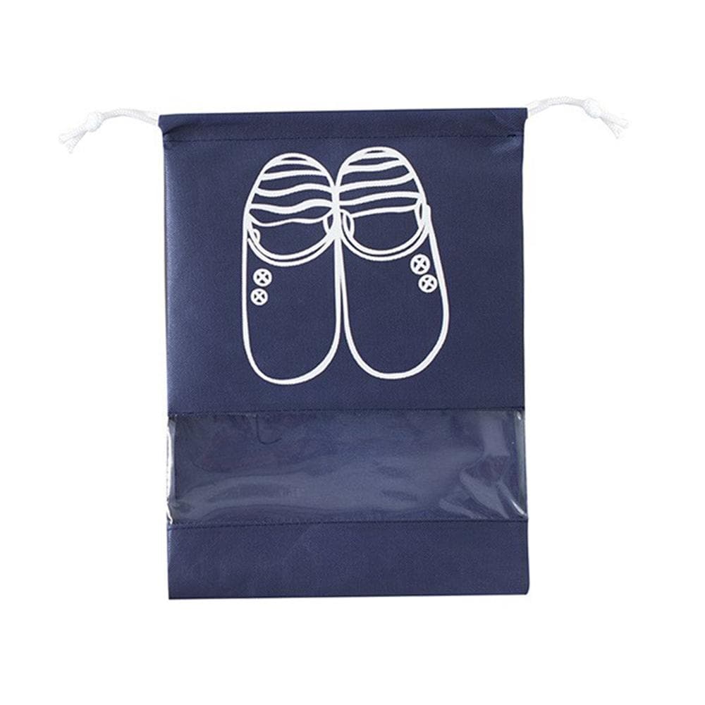 10Pcs Shoes Storage Bag Non-Woven Drawstring Dustproof Waterproof Travel Portable Organizer Storage dark blue