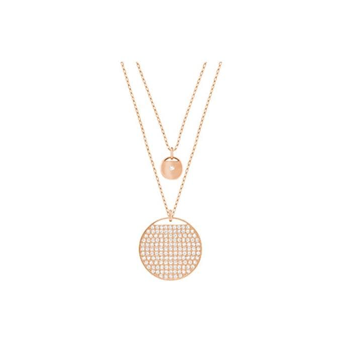 Swarovski Ginger Round Pendant Double Layer Necklace Women necklace Rose-Gold 5253286 Box (Random Color)
