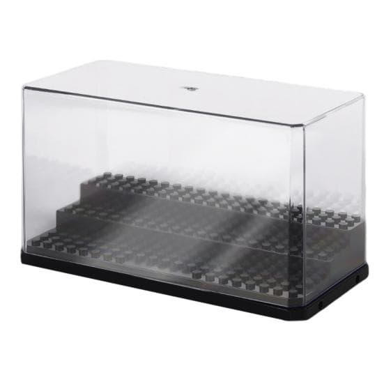 Minifigures Display Case Transparent Plastic Show Case for Building Block Action Figure Toys Stackable Dust-proof Storage Box for Collectible black