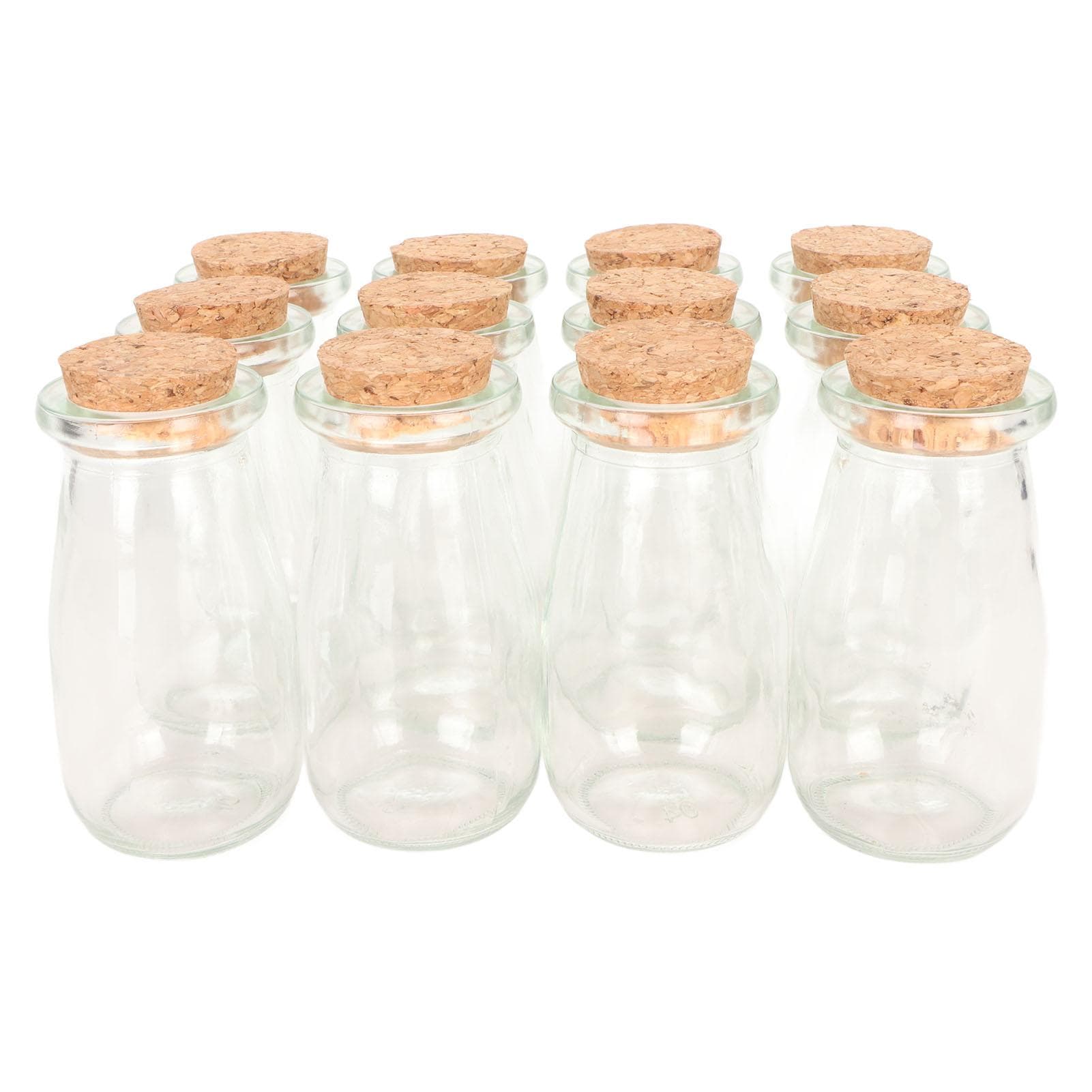 12pcs Small Glass Bottles Transparent Jars with Wood Cork Stoppers DIY Vintage Glass Favor Jars