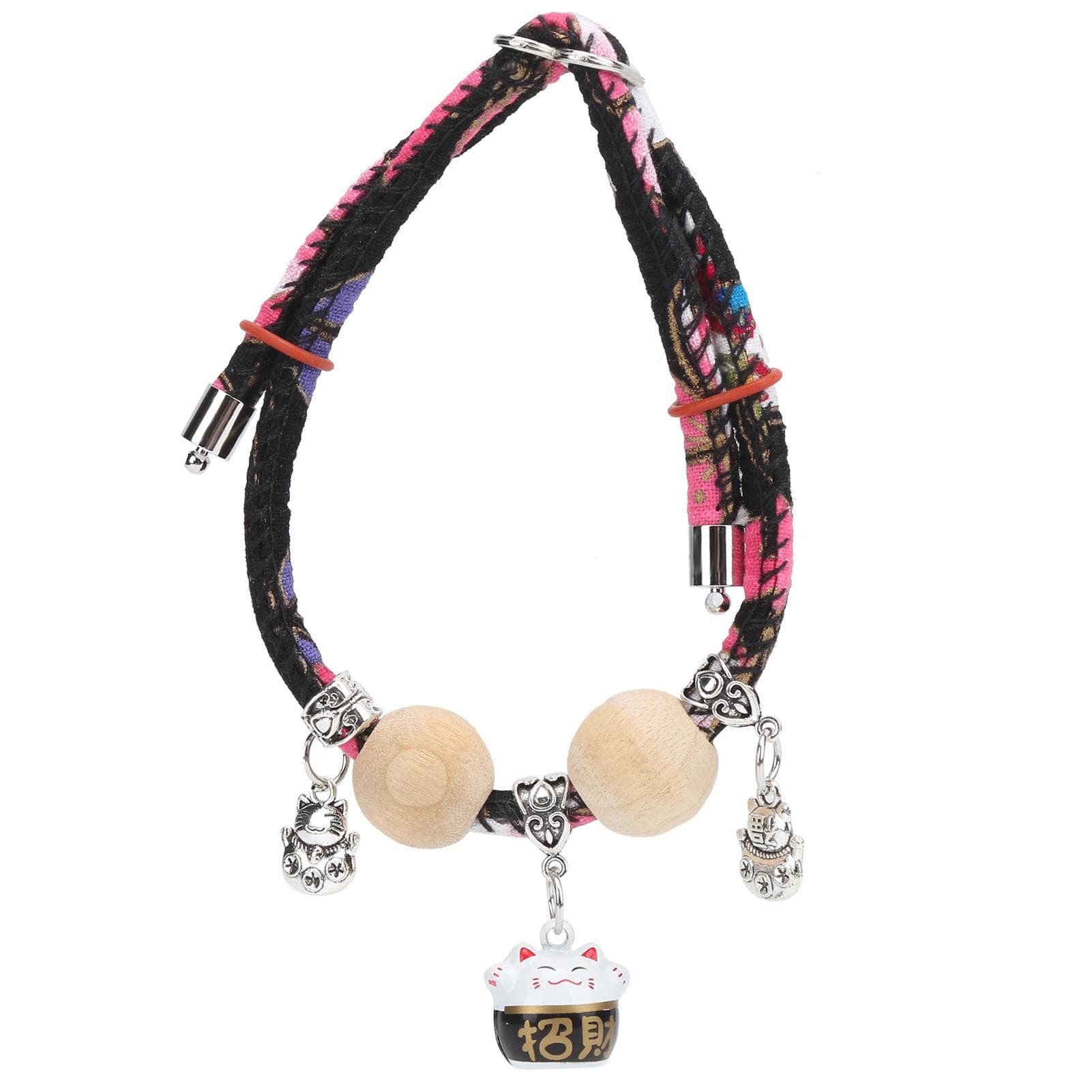 Rabbits Decoration Collar Adjustable Collar with Bell and Pendants for Small AnimalsBlack Cartoon S