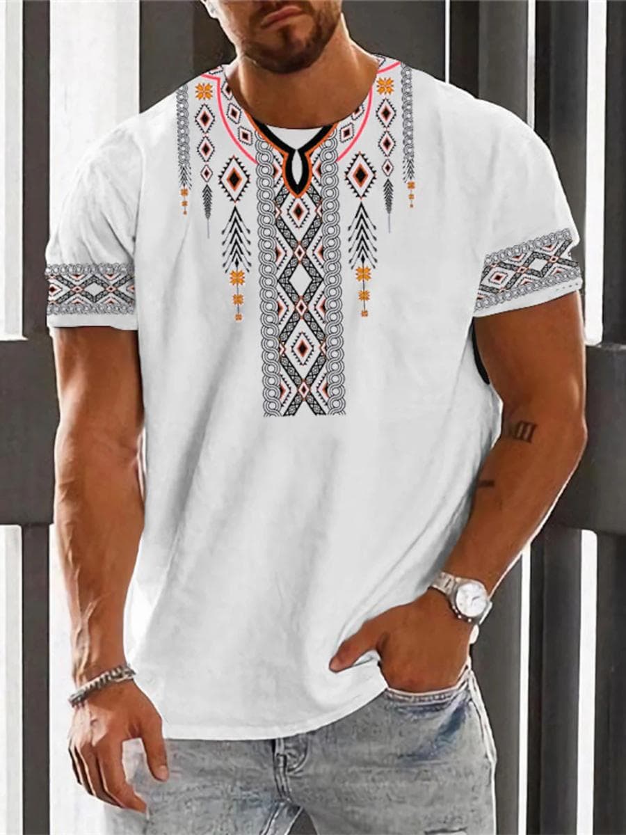 Vintage Ethnic T-shirt 3D Print Clothing O-neck Men Tops Oversized Short Sleeve Tee Summer Loose Male Streetwear Mens Clothes S
