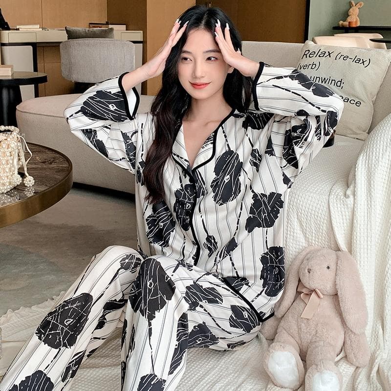 Light Purple Casual Women Pajama Cute Sleepwear Autumn Winter Long Sleeve Long Pants Soft Pyjamas Cozy Pijamas Girl Pijama Comfy 3XL
