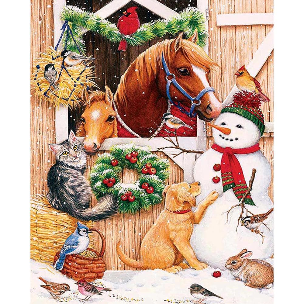 5D DIY Diamond Embroidery Animals and snowmen 3D diamond painting cross stitch Mosaic Decor Christmas Gift 20X30CM