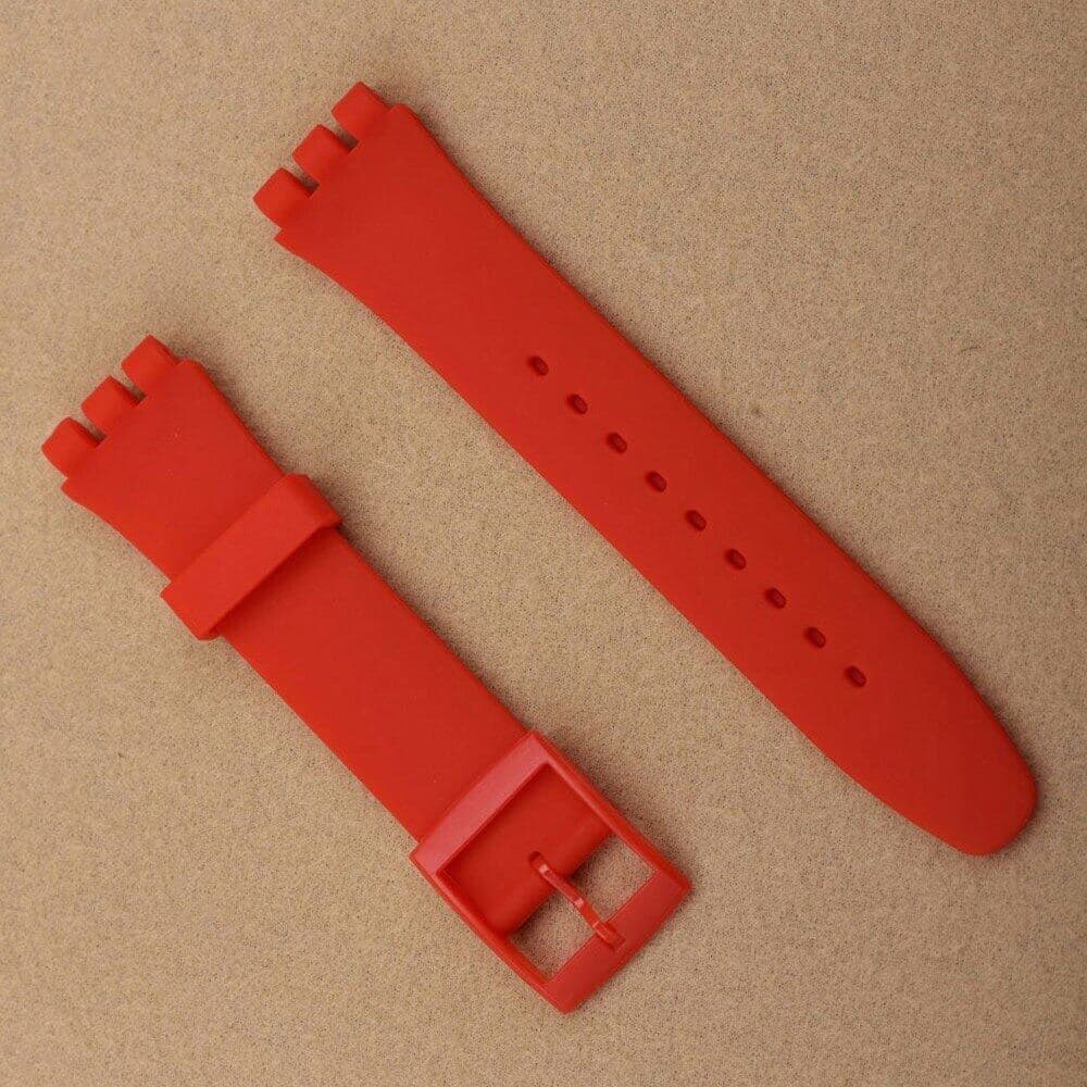 Silicone Strap For Swatch Soft TPU Watchband 17mm 19mm Rubber Strap For Men Women Belt Wristband 20mm Band Watch Accessories 19mm red