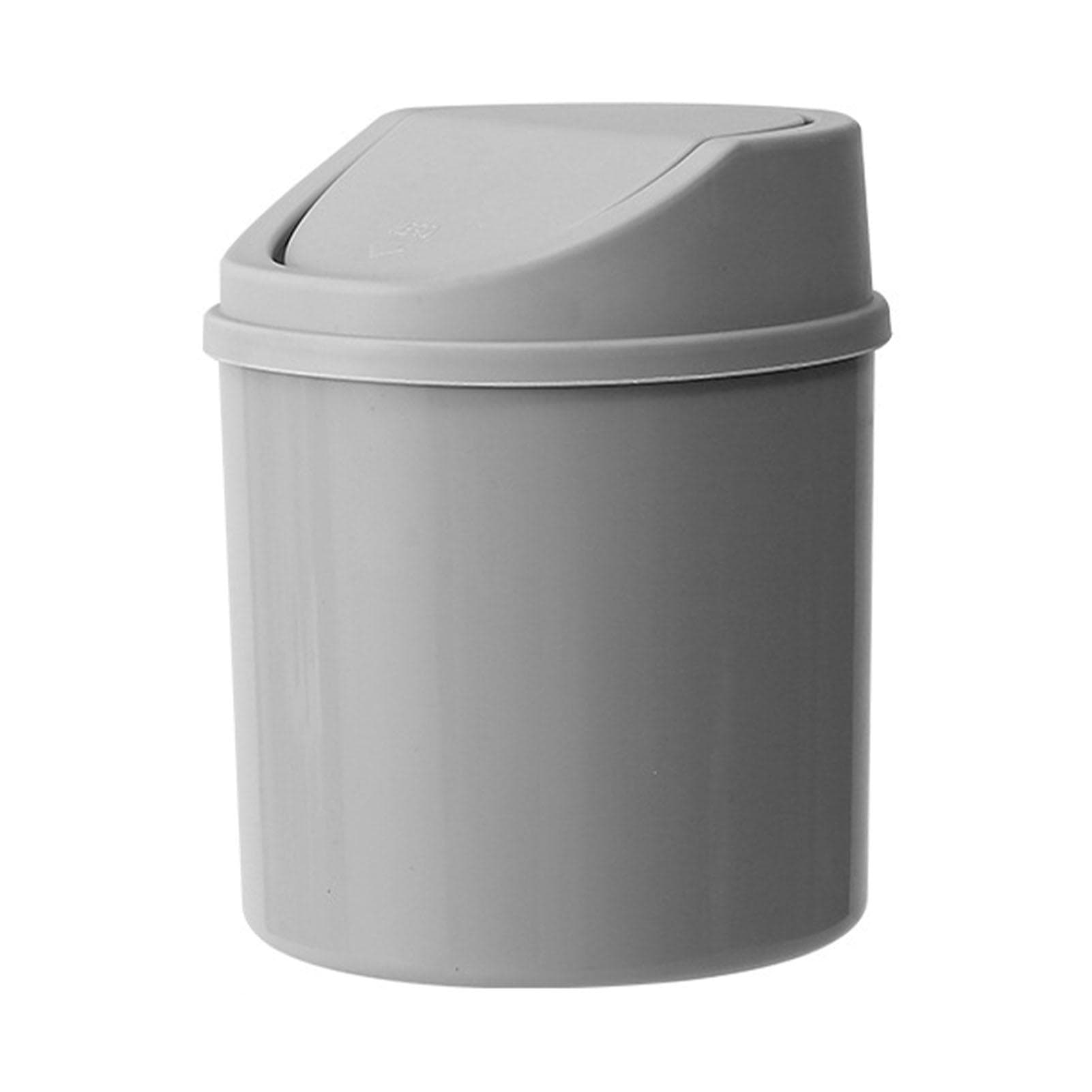 Desktop Plastic Trash Can Flip Cover Multifunctional Tiny Garbage Bin with Lid for Living Room gray
