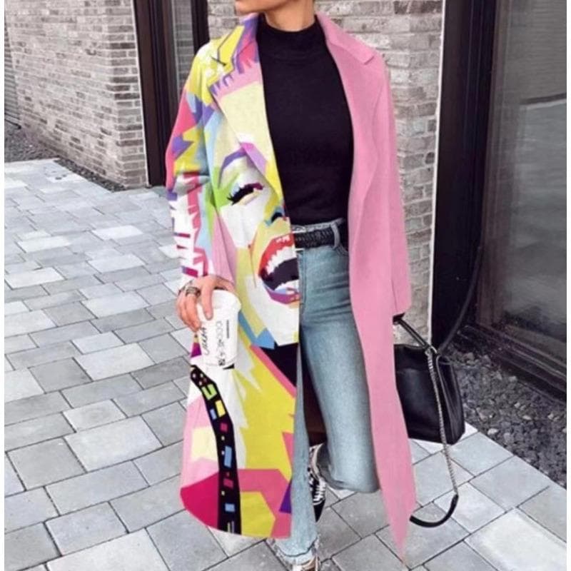 Autumn Women's Clothing Multi-color Plaid Long-sleeved Lapel Jacket XXL