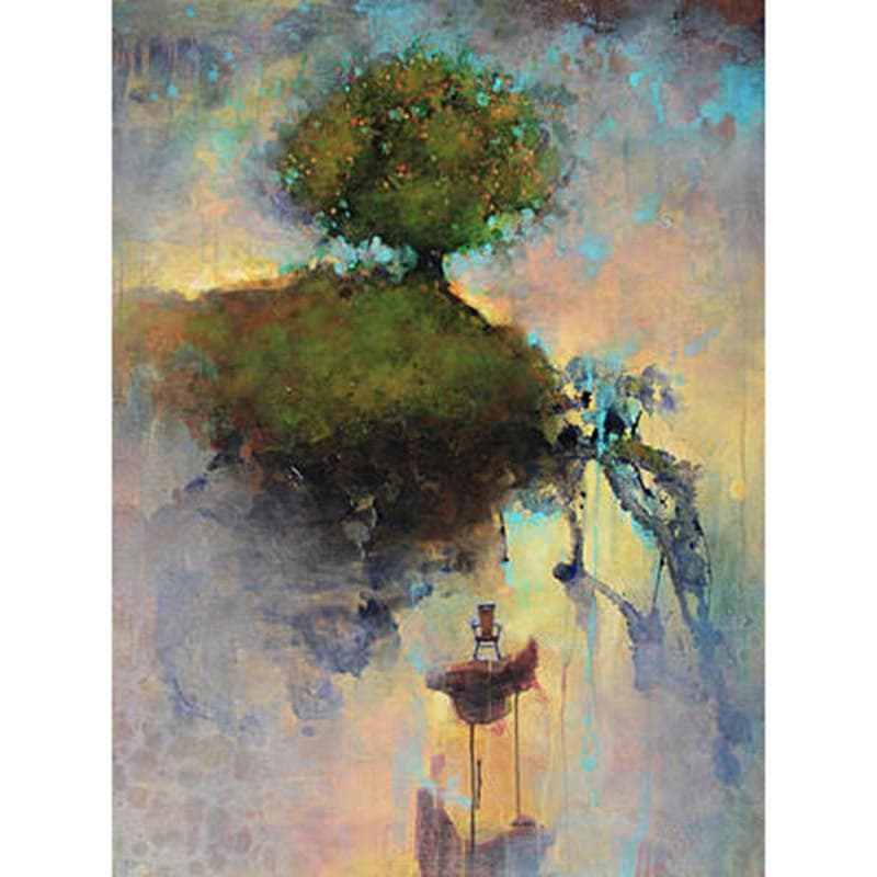 5D Diamond Embroidered Cliff Big Tree Landscape Diamond Painting Complete Diamond Mosaic 20X30CM