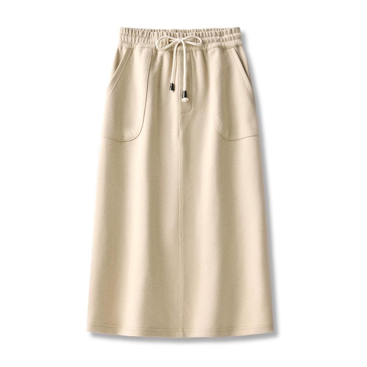 Casual Sports Drawstring Tie Elastic Waist Rear Slit Skirt L