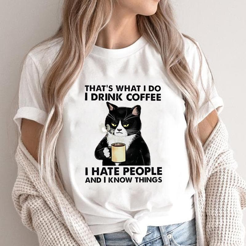 (Asian size) Graphic Tee Women's Cat Books Love Sweet Trend Fashion Casual Print Short Sleeve Summer Top Ladies Female T Clothing T-shirt M