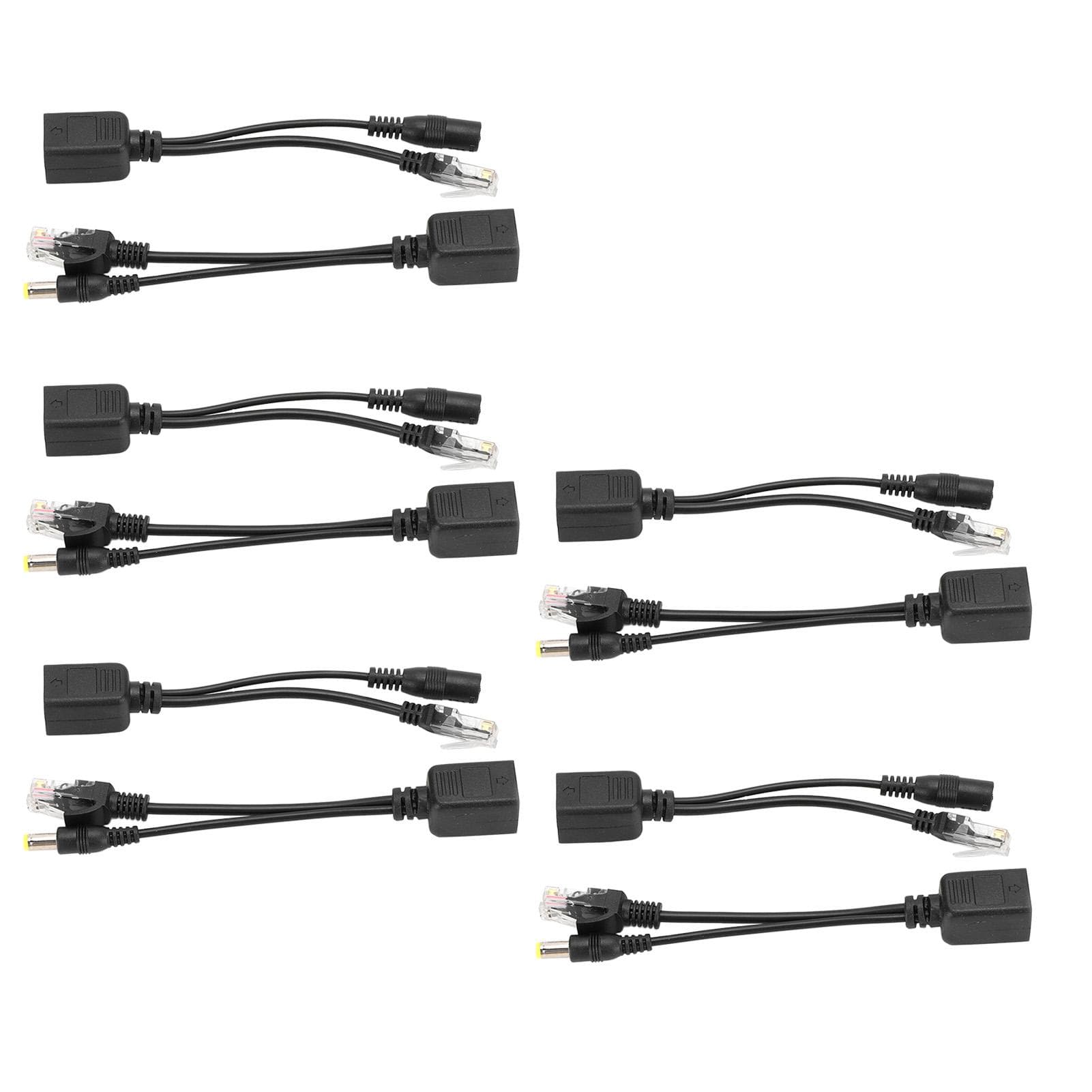 5 Pairs Power Over Ethernet POE Splitter Adapter Injector DC12V for IP CameraBlack black
