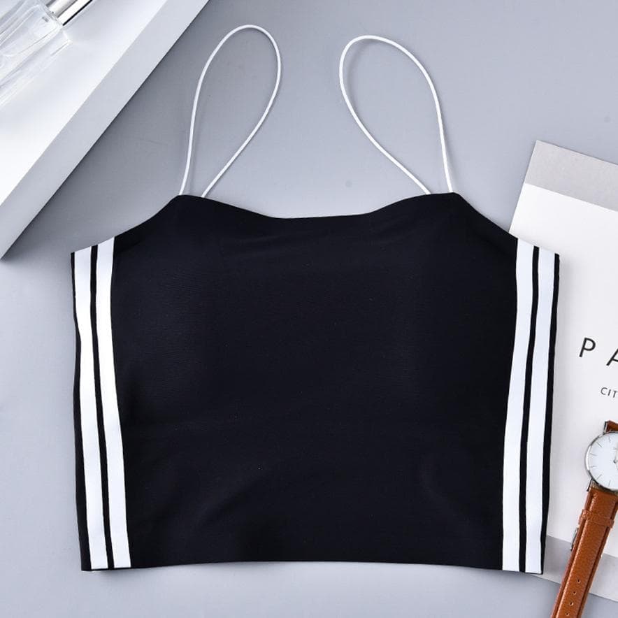 Fashion Temperament Tube Top Sexy Long Tube Top Thin Shoulder Strap Bra Girl Underwear Student Vest One size black