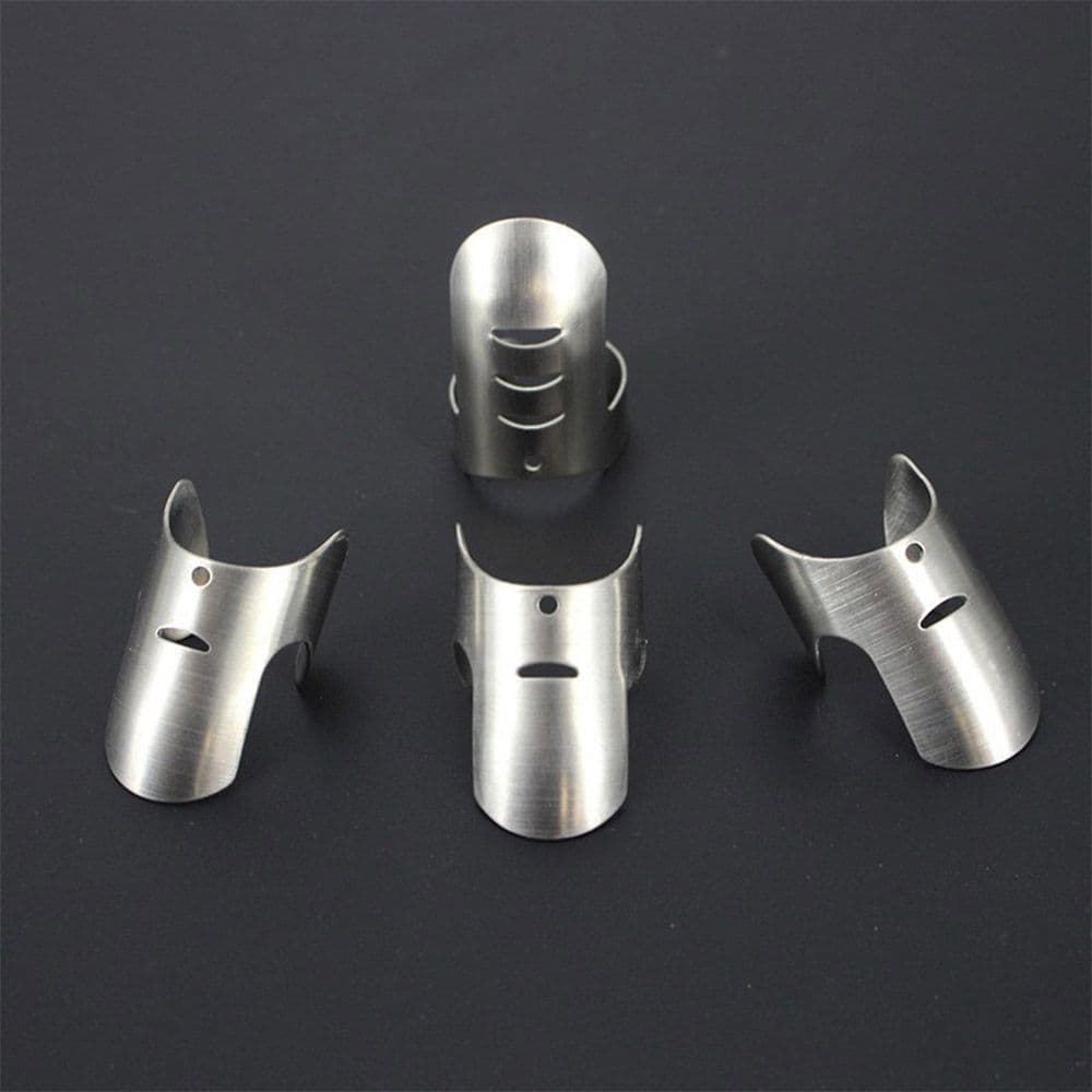 Cut Resistant Protective Hand Tools 4pcs/Set Slice Cooking Gadgets Stainless Steel Finger Protector Finger Hand Guard silver
