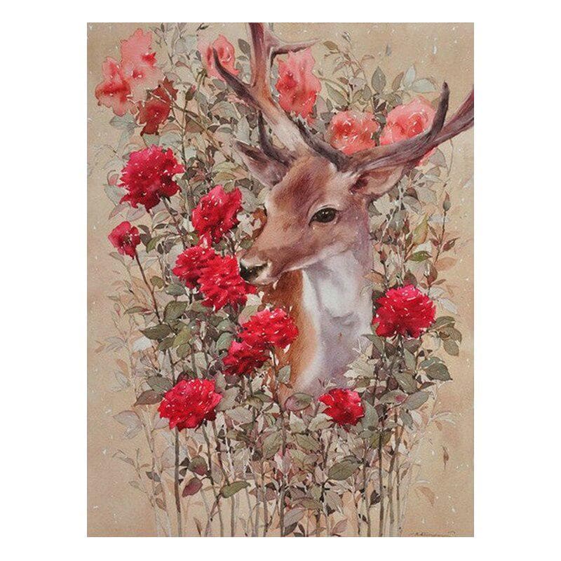 5d Diamond Painting Flower & Fawn Full Round Diamond Embroidery Sale Cross Stitch 20X30CM