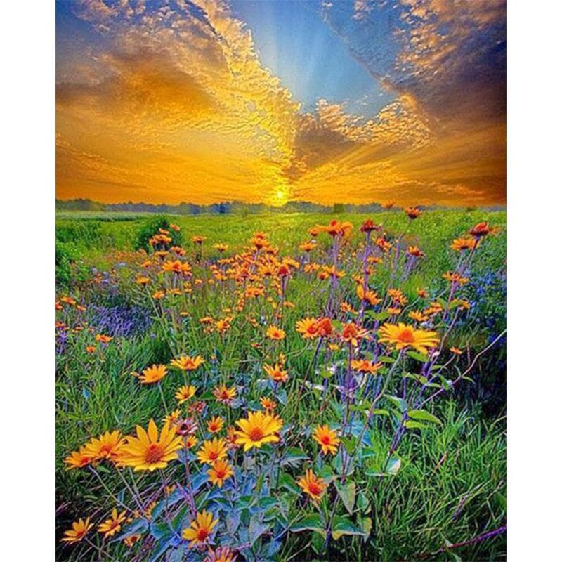 Full Round 5D DIY Diamond Painting Sunset Scenery Picture of Rhinestones Diamond Embroidery 20X30CM