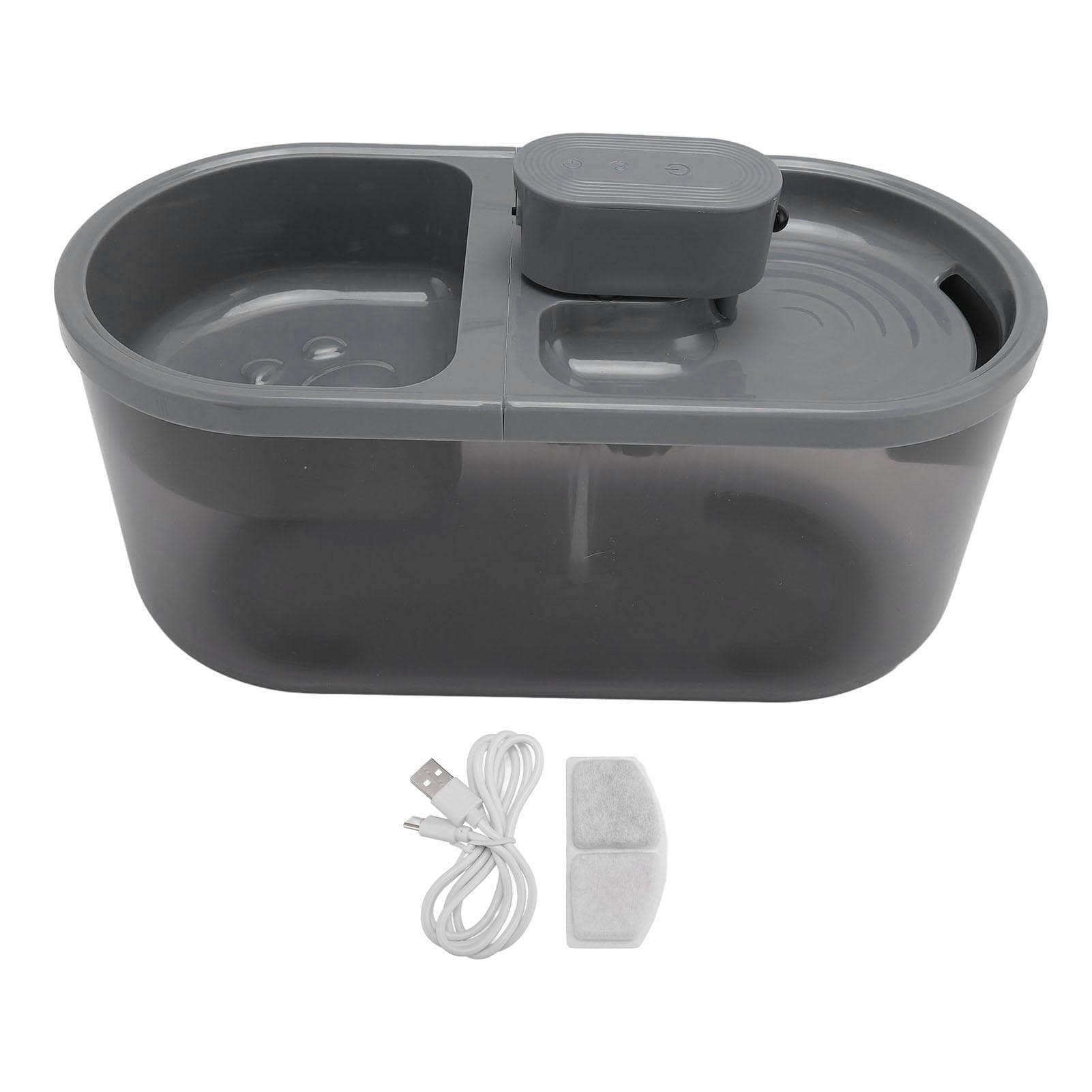 Cat Water Fountain and Food Bowl 4.5L High Capacity Built in Filter Automatic Pet Drinking Fountain gray