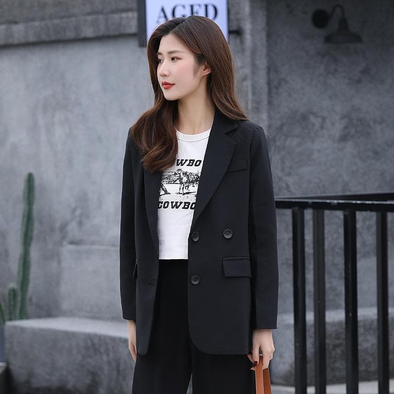 New Black Camel Small Suit Jacket for Women Spring and Autumn Casual Suit Jacket for Women 2XL