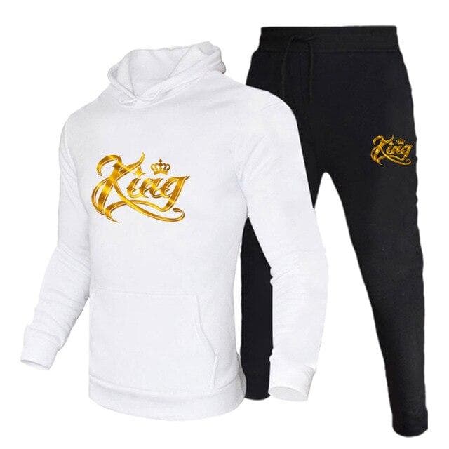 Couple Sportswear Set KING OR QUEEN Print Pullover Autumn Winter Hoodie Set 2PK Pices Men's and Women's Hoodie Set 3XL