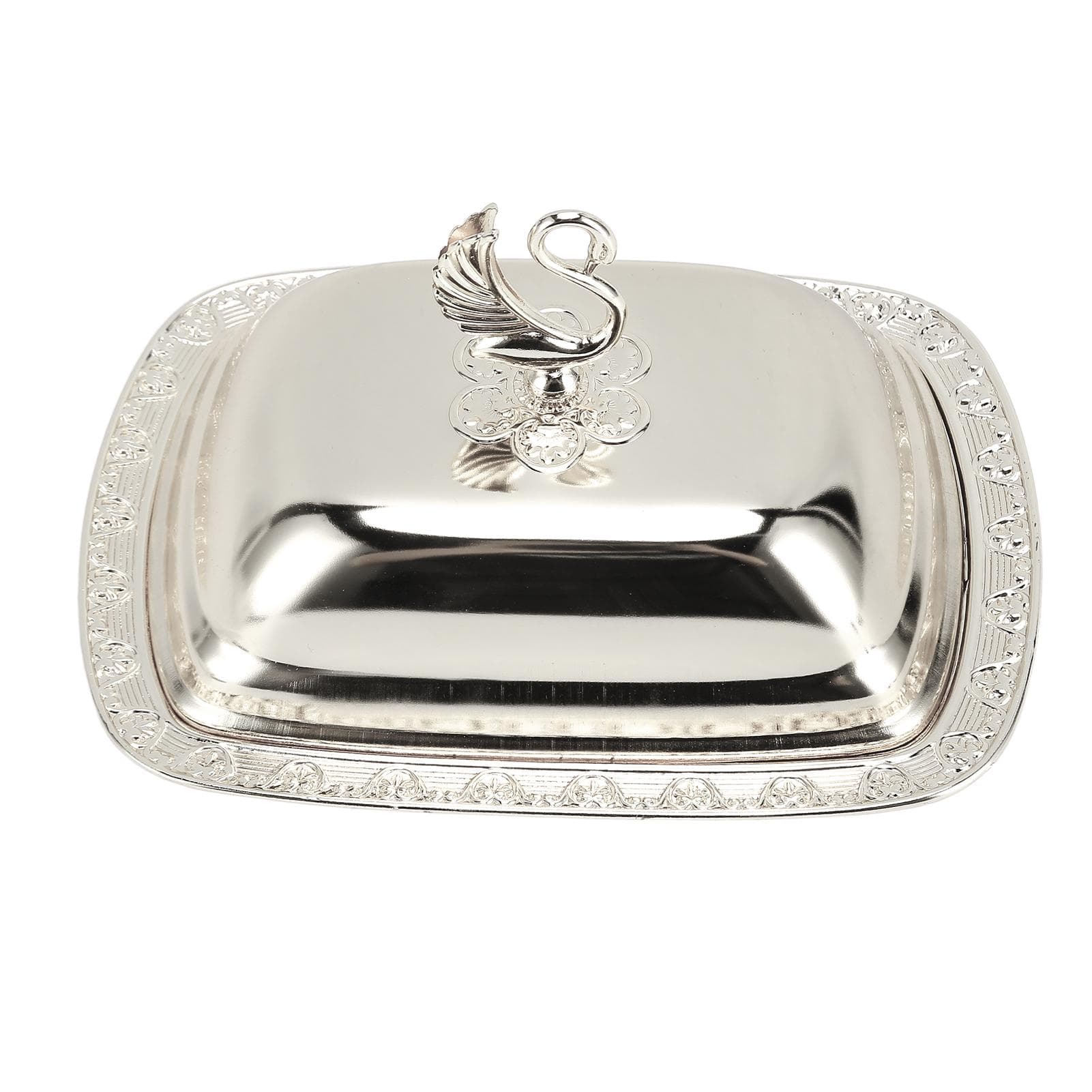 Gold Fruit Tray European Style Metal Fruit Plate Table Decoration with Lid for Snacks Candies L(for 6.5-9kg) silver