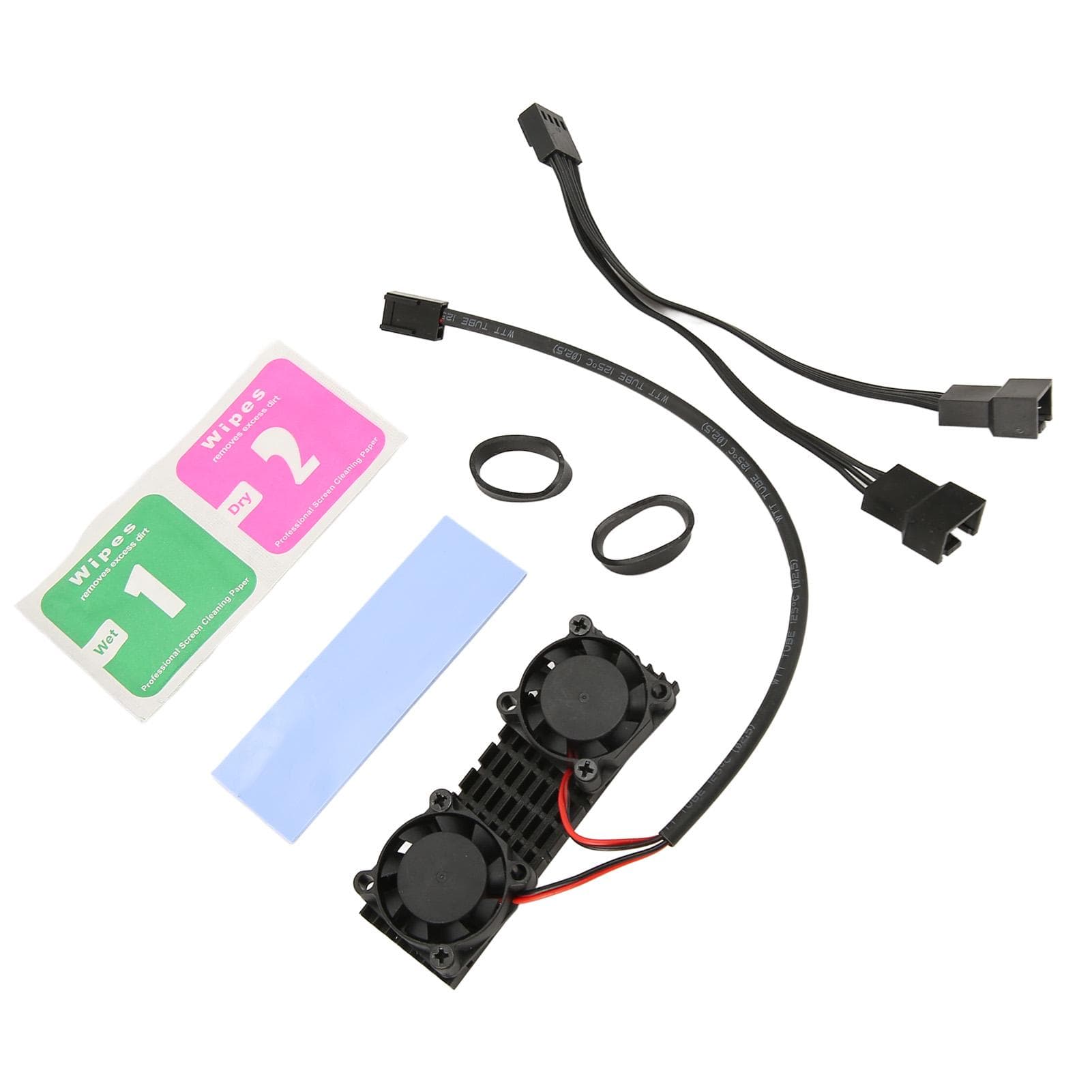 M.2 2280 SSD Heatsink 3pin Power Aluminium Alloy ABS 2 Cooling Fans M.2 2280 SSD Cooler for Desktop