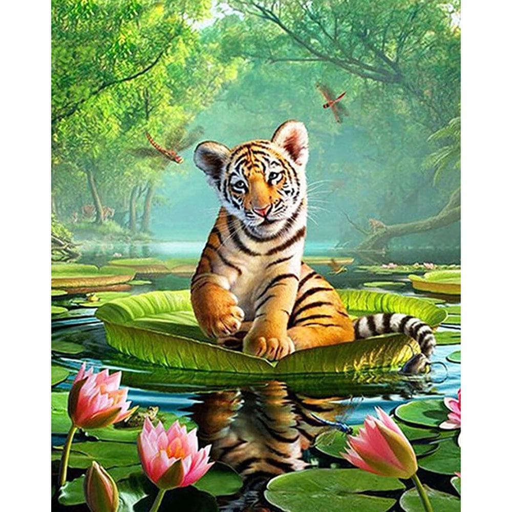 5D DIY Diamond Painting Lotu tiger Embroidery Cross Stitch Rhinestone Mosaic Home Decor 20X30CM