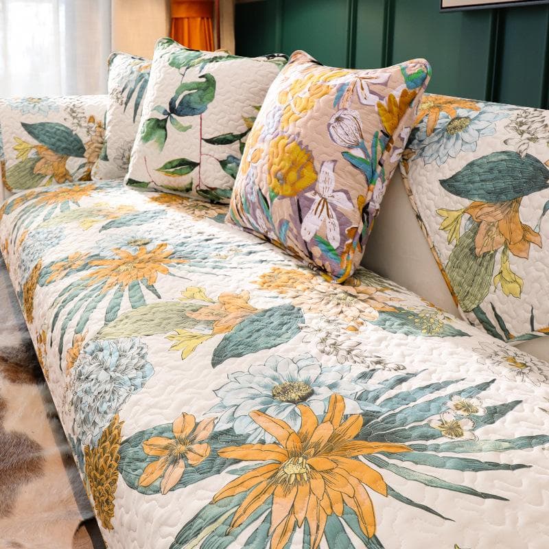 Flowers leaf Style Sofa Cushion Washable Cotton Linen Printed Non-slip Sofasea Cover jungle Chaise Lounge Cloth for Living Room 70x70cm 1pcs