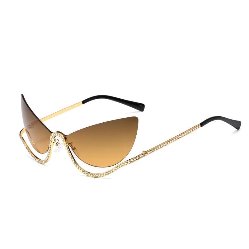Fashion half rimmed diamond sunglasses for women stylish party accessory with metal frame trendy new design