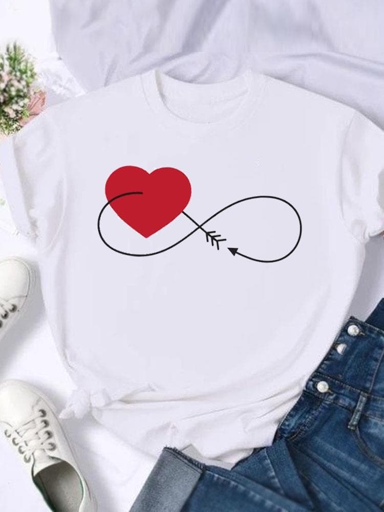 (Asian Size) T Shirt Clothing Sweet Love Cute 90s Style Casual Fashion Print Female Casual Women's Top Graphic Tee Short Sleeve T-shirts L