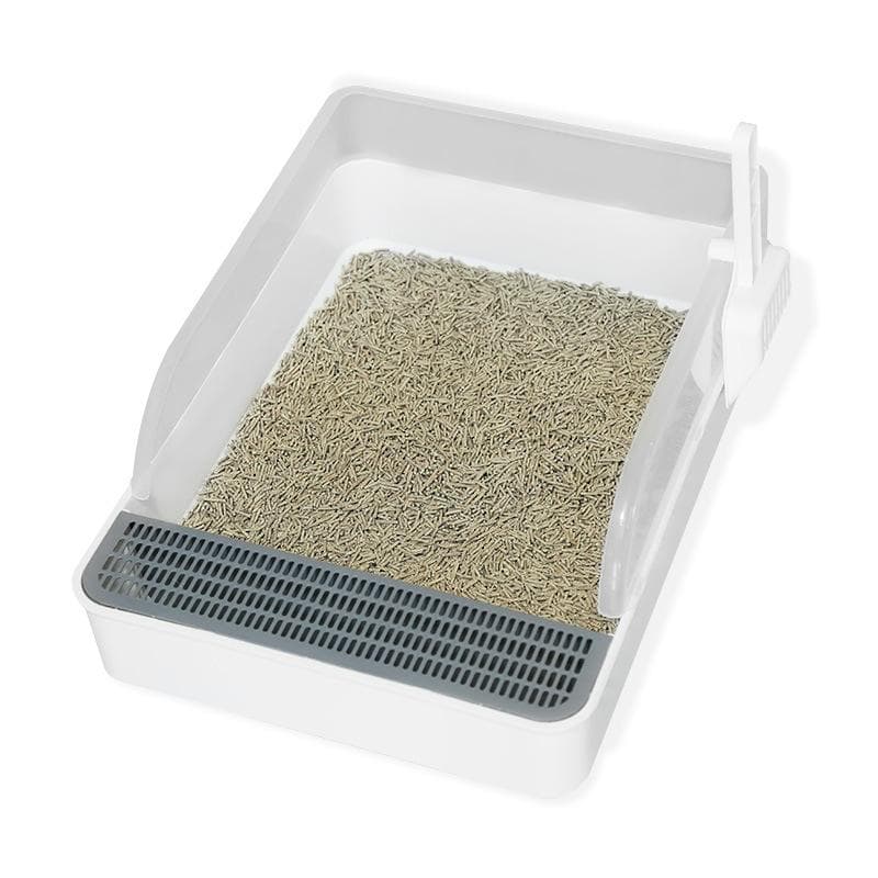 Semi-Enclosed Cat Litter Box Detachable Anti-Splash Non-Sticky Kitty Litter Tray Cat Toilet with L