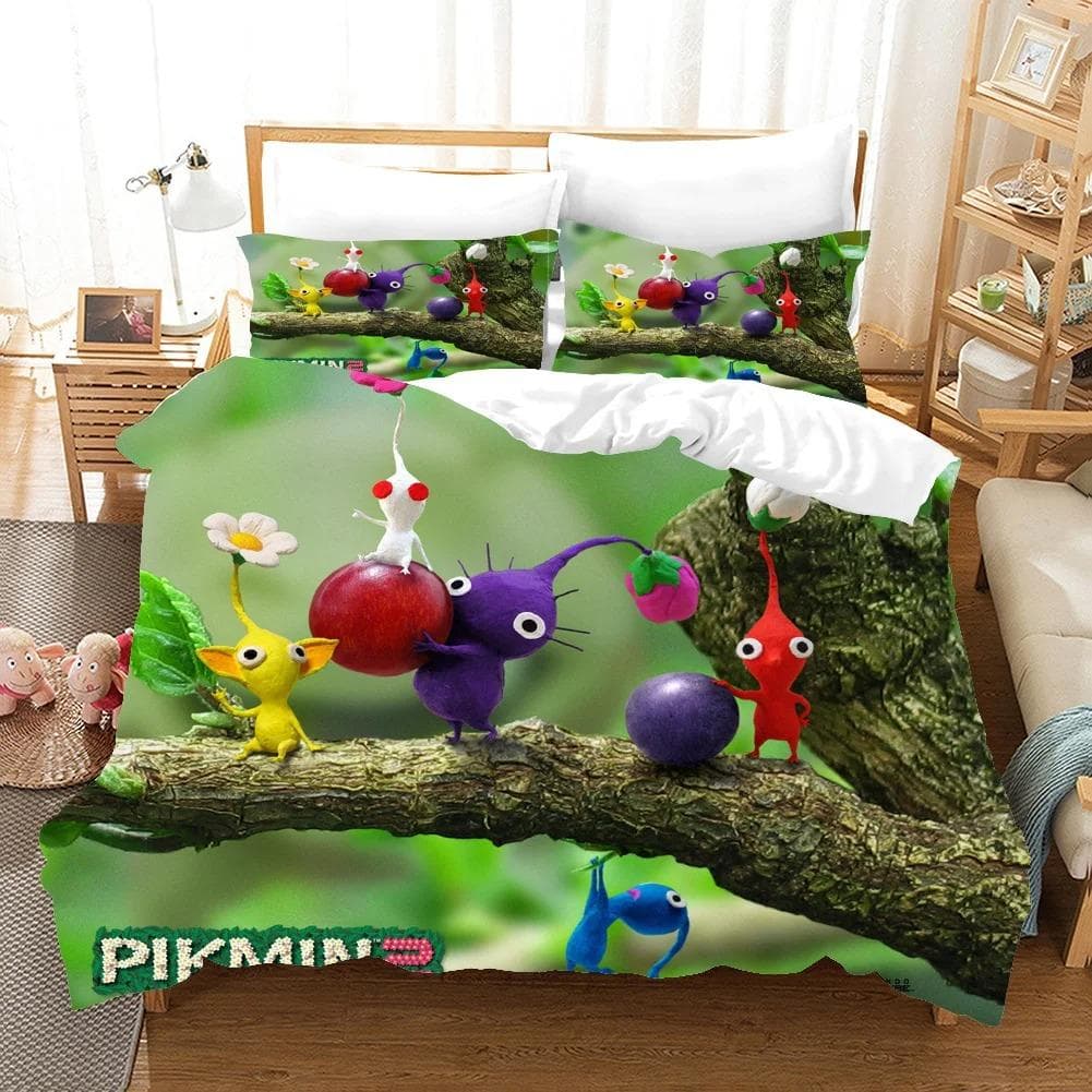 3D Anime  Pikmin Bedding Sets Duvet Cover Set With Pillowcase Twin Full Queen King Bedclothes Bed Linen 70x133cm 2pcs