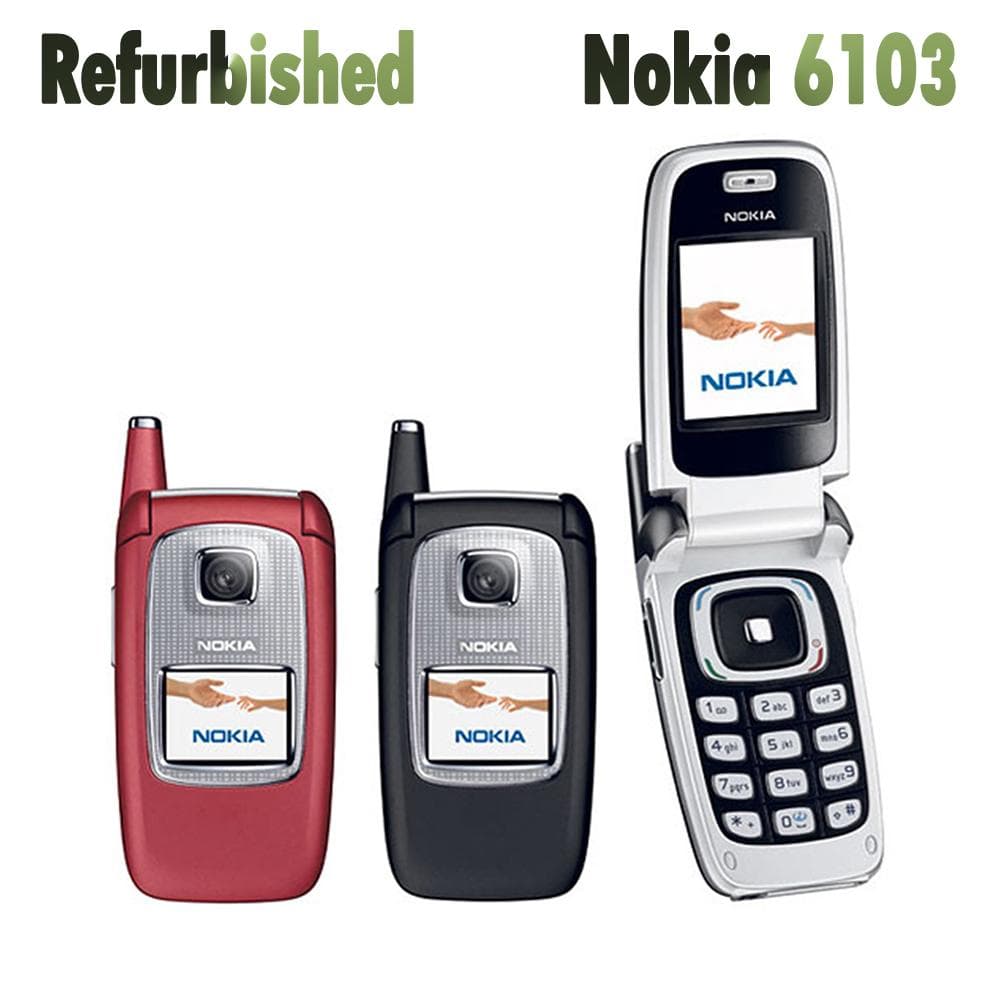 Refurbished Nokia Original Nokia 6103 Flip Feature phone Mobile Phone With 1 SIM 1 Battery 1 Charger black
