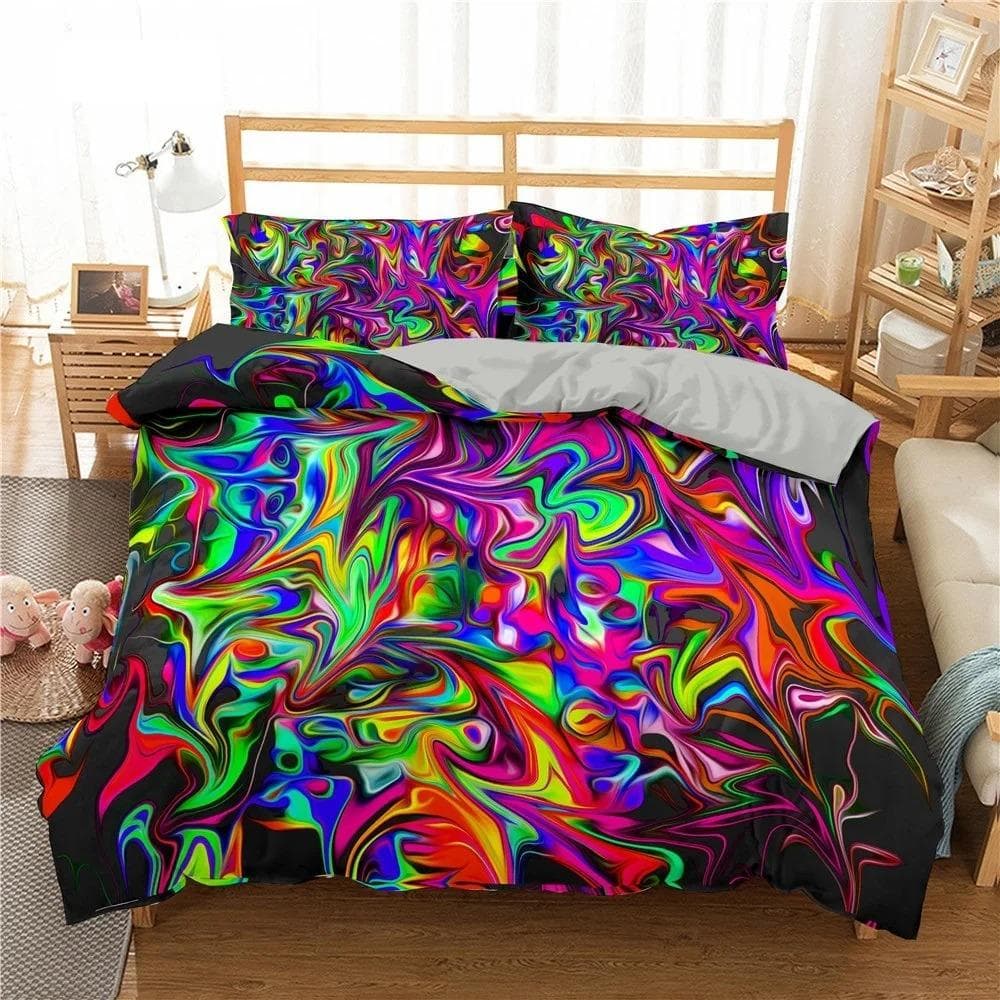 phechion Psychedelic 3D Print Bedding Set Duvet Covers Pillowcases One Piece Comforter Bedding Sets Bedclothes Bed Linen K269 AU Double(180x210cm)